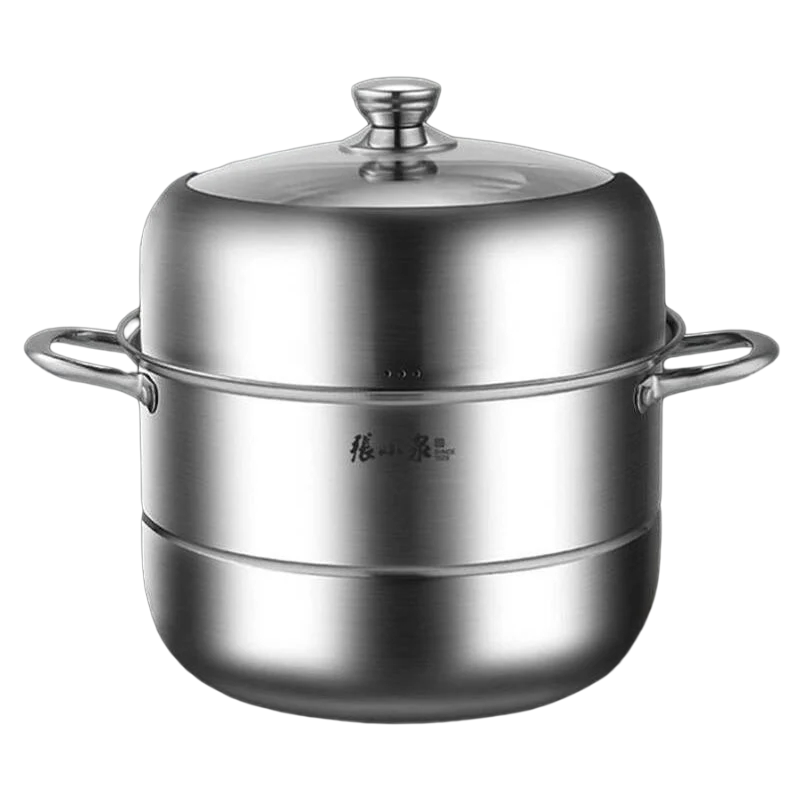 28cm Steel Even Heat 2-Layer Steamer | Zhang Xiaoquan AU with polished stainless steel finish and ergonomic side handles for easy lifting.