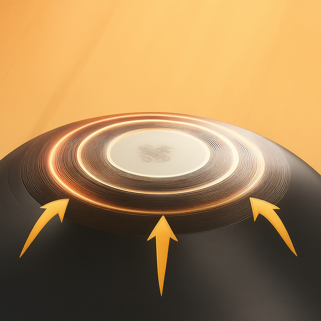 Bottom view of 34cm nitrided iron wok with induction-compatible base and heat-conducting core for efficient cooking.