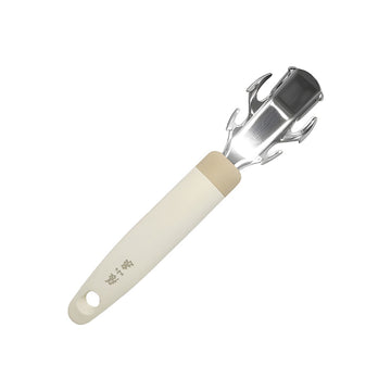 Heat-resistant 195mm 430 stainless steel plate gripper with ergonomic beige handle by Zhang Xiaoquan AU, ideal for lifting hot dishes safely.