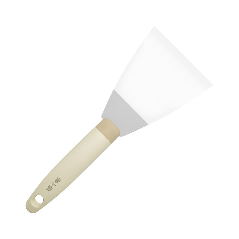 Steel Spatula - 225mm 430 Stainless with ergonomic beige handle and hanging hole, ideal for versatile kitchen use.