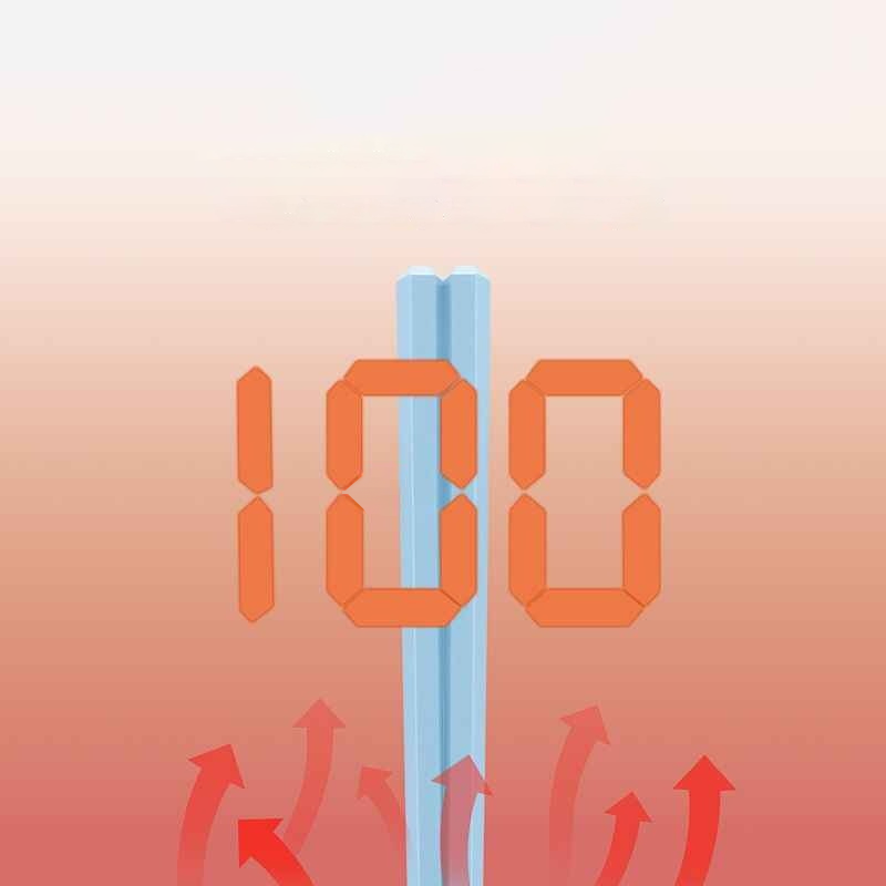 Heat-resistant PET fiber chopsticks withstand up to 180°C, shown with digital temperature graphic for durability assurance.