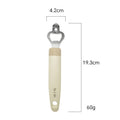 Dimensions of 3-in-1 bottle opener: 193mm length, 42mm width, 60g weight. Made of 430 stainless steel with ergonomic handle.