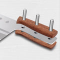 Sapele wood handle with durable rivets on the 40Cr13 steel bone chopper.