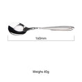 Product dimensions of 160mm Ferritic 430 stainless steel spoon weighing 40g, ideal for kitchen and dining use in home and garden settings.