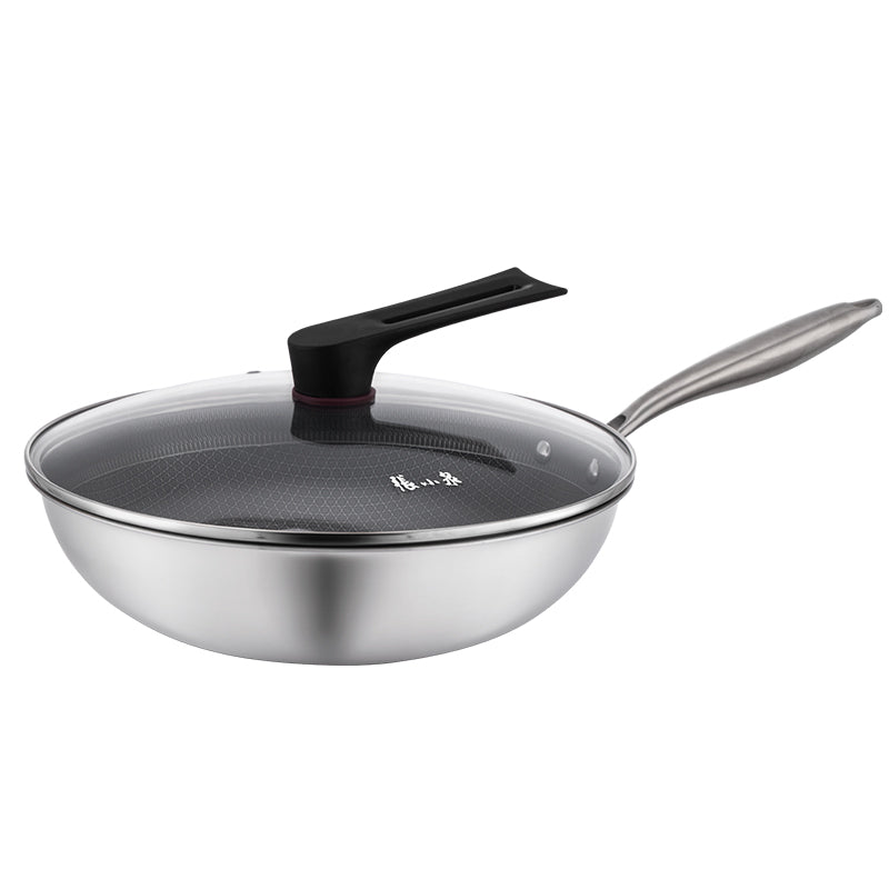 24cm 304 steel non-stick pan with lid and ergonomic handle from Zhang Xiaoquan AU, ideal for all cooktops in modern kitchens.