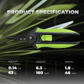 Product specifications of 160mm SK5 Steel Pruning Shears: 63g weight, 160mm length, 46mm width, ideal for garden and floral trimming.