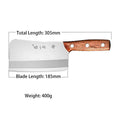 305mm bone chopper dimensions: 185mm blade, 400g weight.