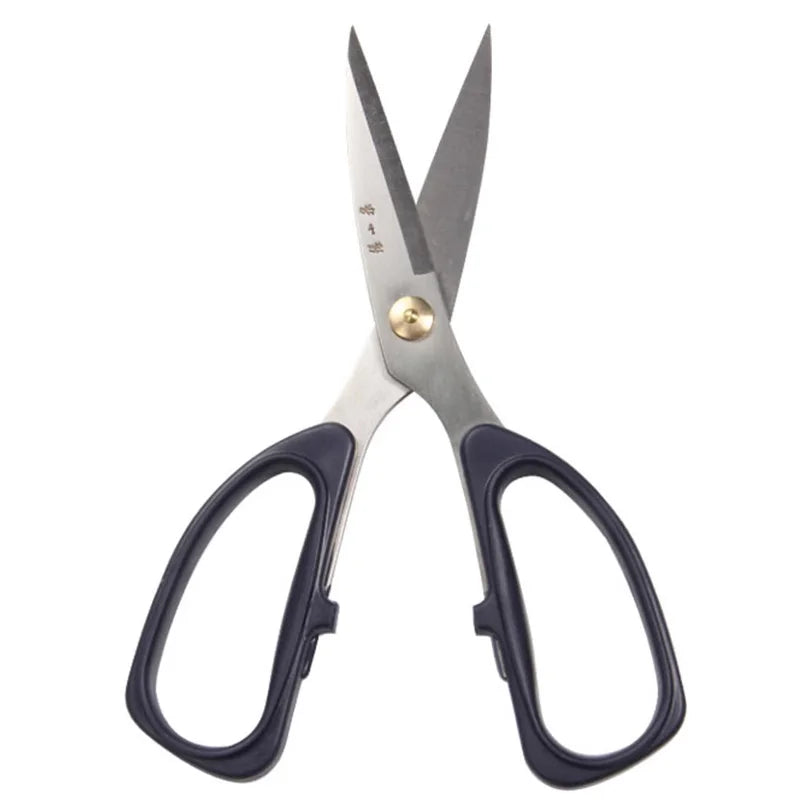 185mm 30Cr13 Multi-Purpose Scissors with black ABS handles and stainless steel blades, ideal for fabric, kitchen, and office use.