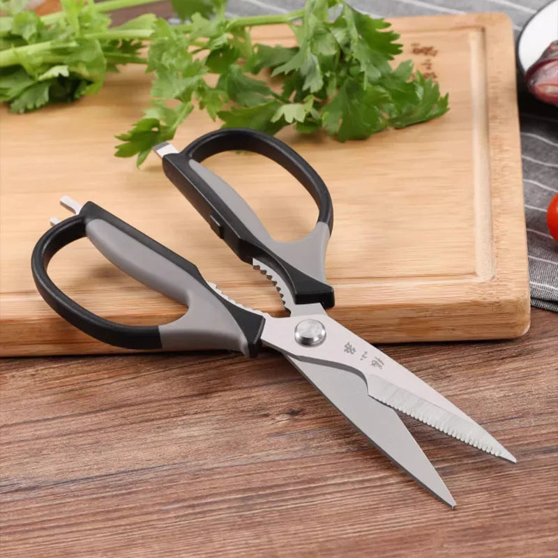5-in-1 230mm kitchen scissors with holder by Zhang Xiaoquan AU, featuring ergonomic ABS+TPR handles and 30Cr13 stainless steel blades.