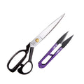Tailor Shears & Yarn Snips Sewing Set by Zhang Xiaoquan AU featuring 242mm manganese-steel fabric scissors and 135mm purple thread snips.