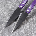 Close-up of sharp black blades on Zhang Xiaoquan AU thread snips, ideal for accurate thread cutting in detailed sewing work.
