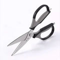 Zhang Xiaoquan 5-in-1 kitchen scissors with serrated 30Cr13 steel blades and black-grey ergonomic handles for versatile kitchen use.