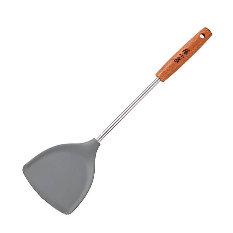 280mm heat-resistant silicone spatula with wooden handle.