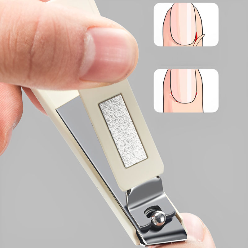 Nail clipper with built-in nail file for smooth and clean edges.