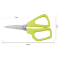 195mm kitchen shears with dimensions and ergonomic green ABS handles.