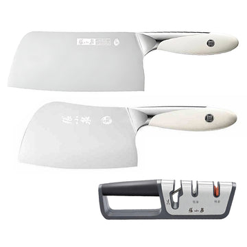 70Cr17MoV Chinese Cleaver, 40Cr13 Bone Chopper & Sharpener