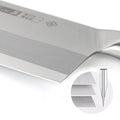 Close-up of the 95Cr18MoV steel blade showcasing its sharp edge and layered design.