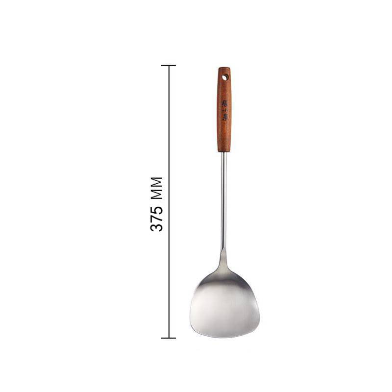 375mm stainless steel spatula with dimensions displayed.