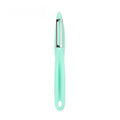 Mint green multi-function peeler with stainless steel blade.