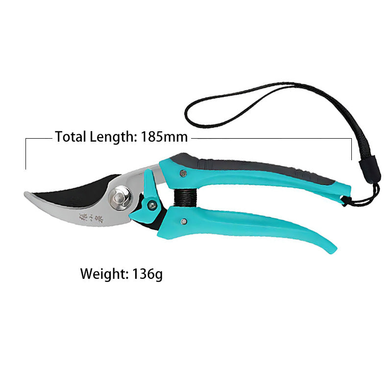 185mm pruning shears with dimensions and weight displayed for reference.