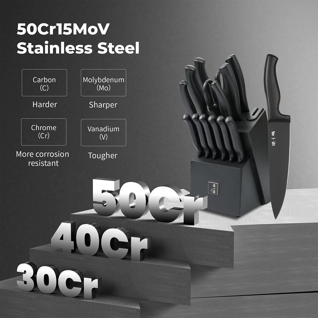 50CR15MoV Steel 15-PC Kitchen Knife Set - My Store