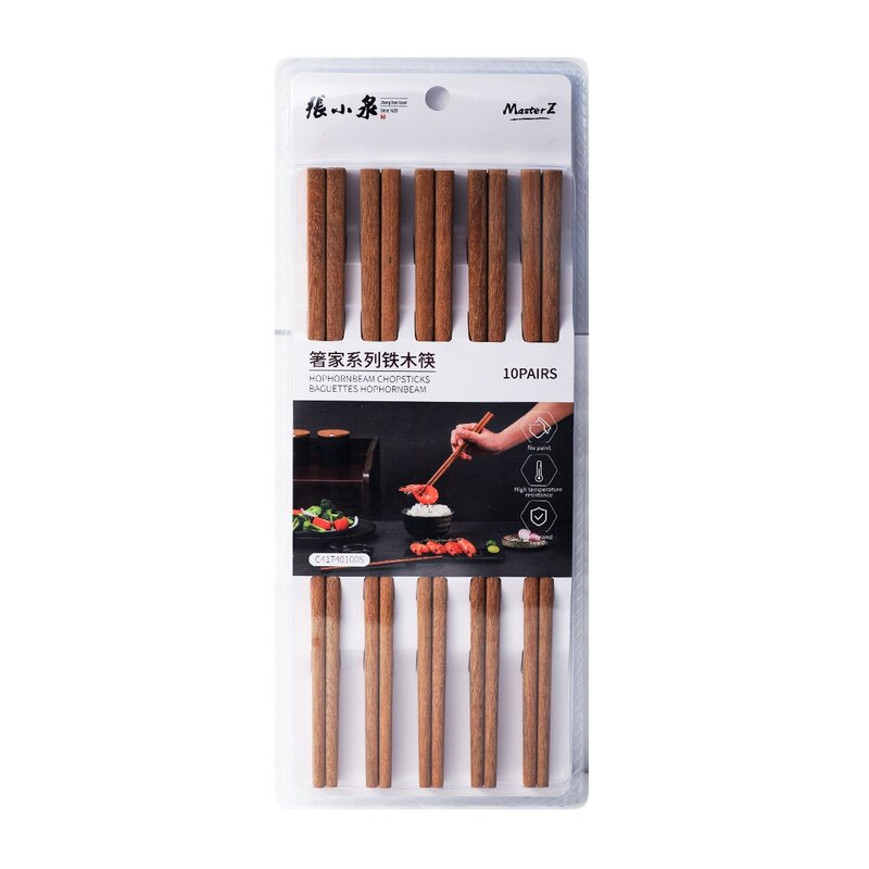 Pack of 10 pairs of ironwood chopsticks in original packaging.