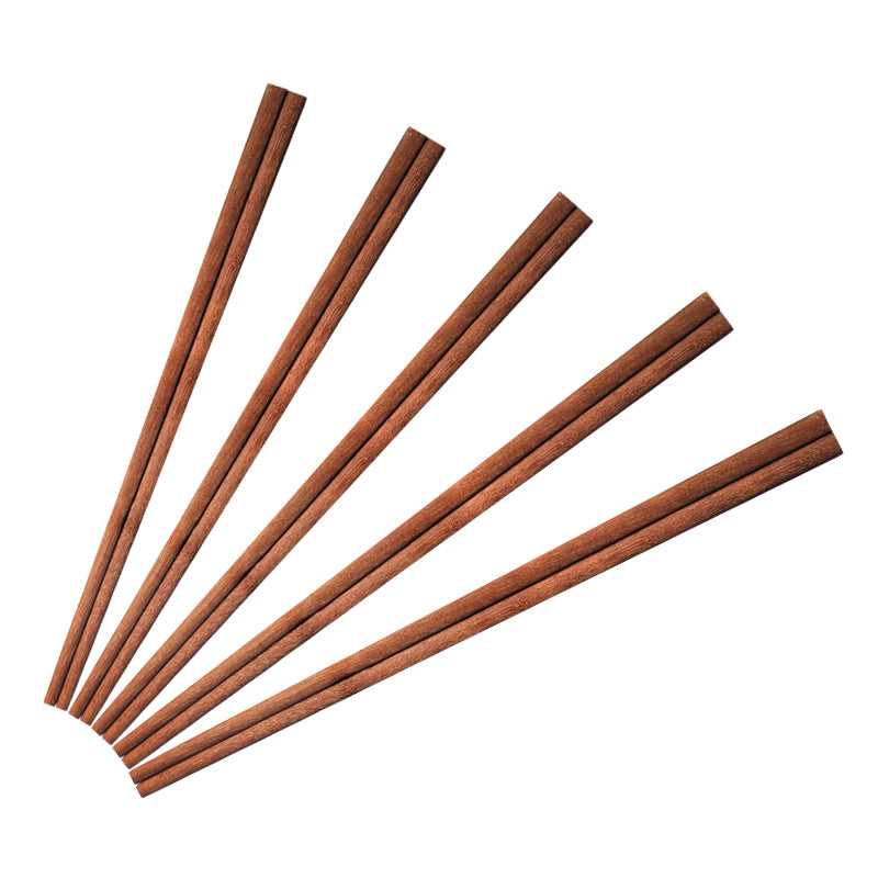 Set of five ironwood chopsticks displayed in a fan arrangement.