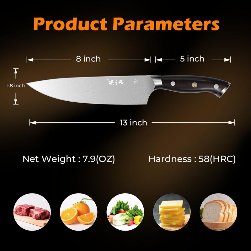 202mm 70Cr17MoV Steel Chef's Knife | Zhang Xiaoquan AU