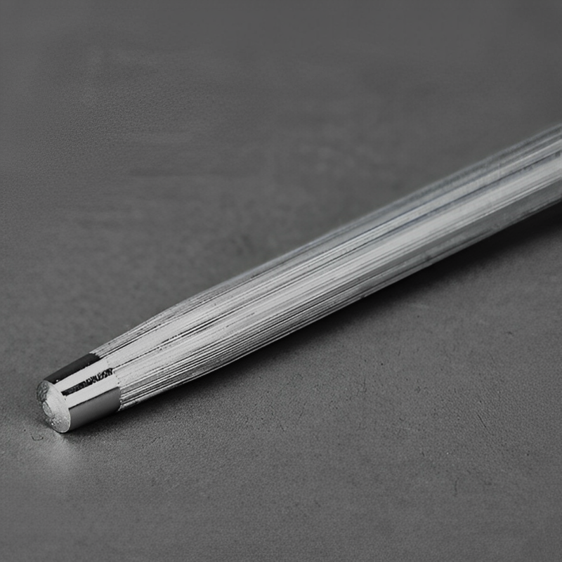 Detailed view of the magnetic sharpening rod's tip with polished finish.