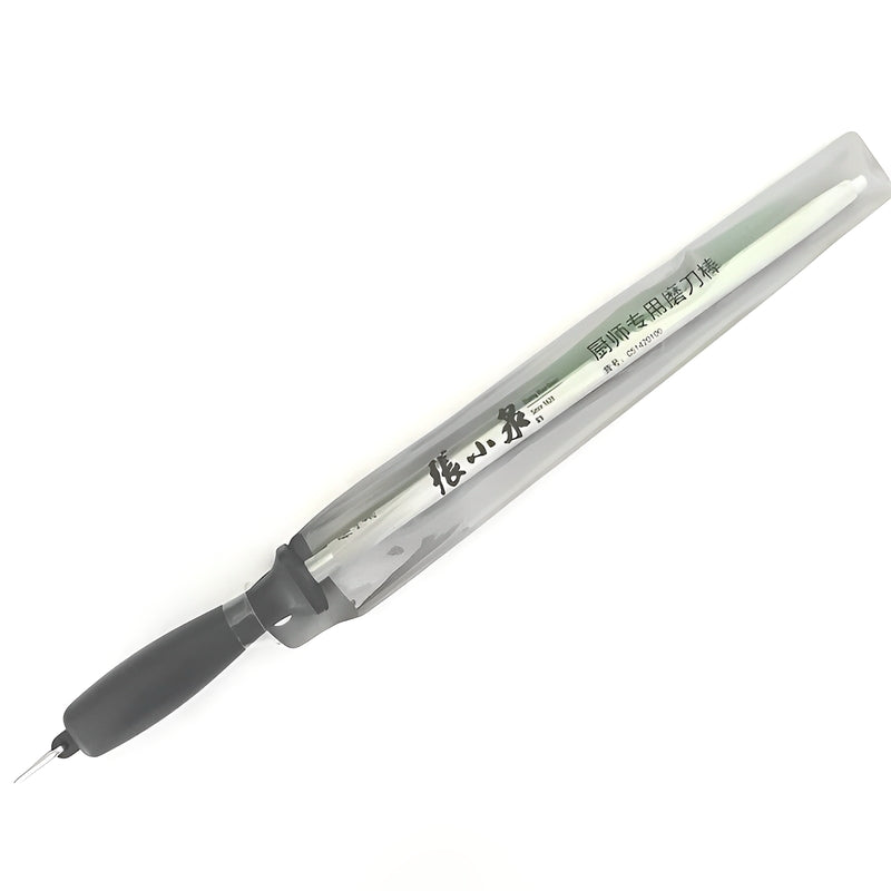 70# magnetic sharpening rod fully encased in transparent protective cover.