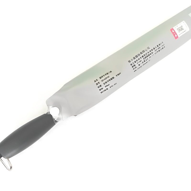 Magnetic sharpening rod in protective packaging with product details visible.