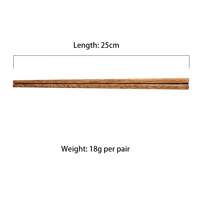 Single pair of chicken wing wood chopsticks with dimensions and weight details.