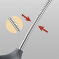 Stainless steel shaft of silicone spatula with reinforced design.