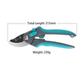 SK5 pruning shears dimensions: 215mm length, 239g weight.