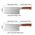 Dimensions and specifications of slicing and bone-cutting knives from the set.