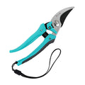 185mm pruning shears with turquoise ergonomic handles and PTFE-coated blades.