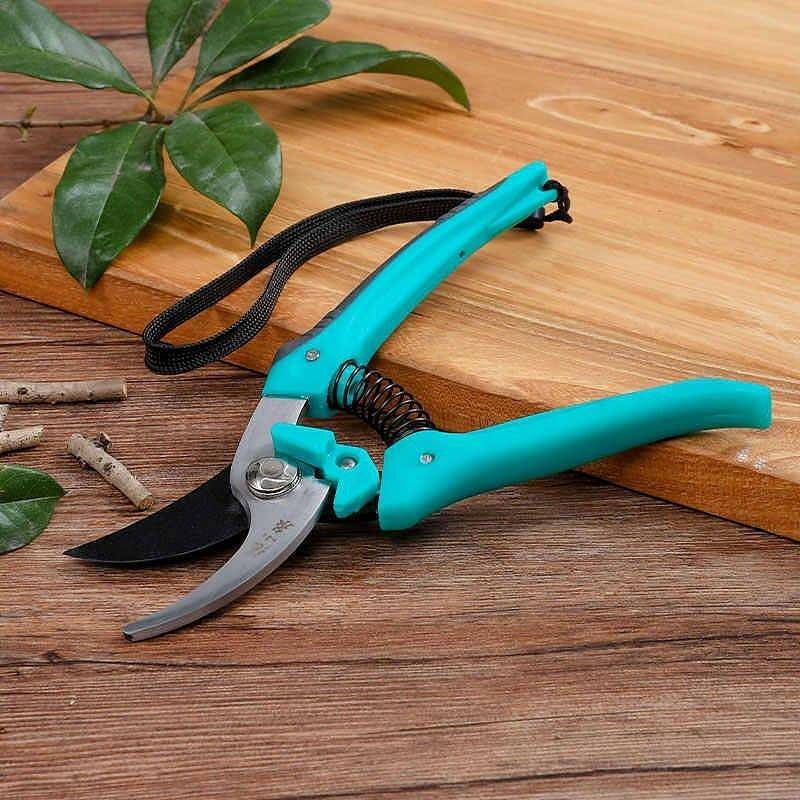 185mm pruning shears with turquoise ergonomic handles and PTFE-coated blades.