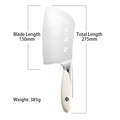 Detailed dimensions of the 275mm Chinese cleaver with 150mm blade.