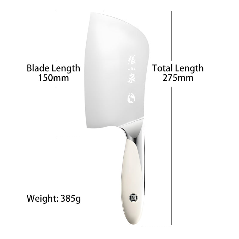 Detailed dimensions of the 275mm Chinese cleaver with 150mm blade.